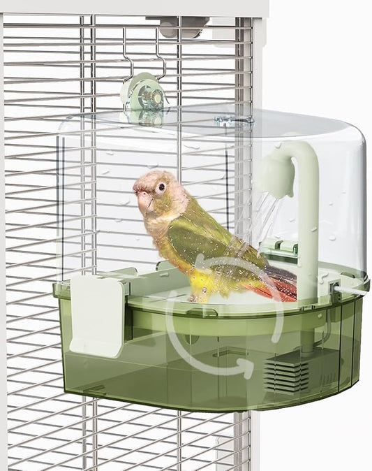 Automatic Bird Baths for Cage – Indoor Parakeet Bath with Pump, Bird Shower with 2 Modes Running Water, Bird Cage Accessory for Pet Birds Conure Budgies Cockatiels Lovebird(Green)