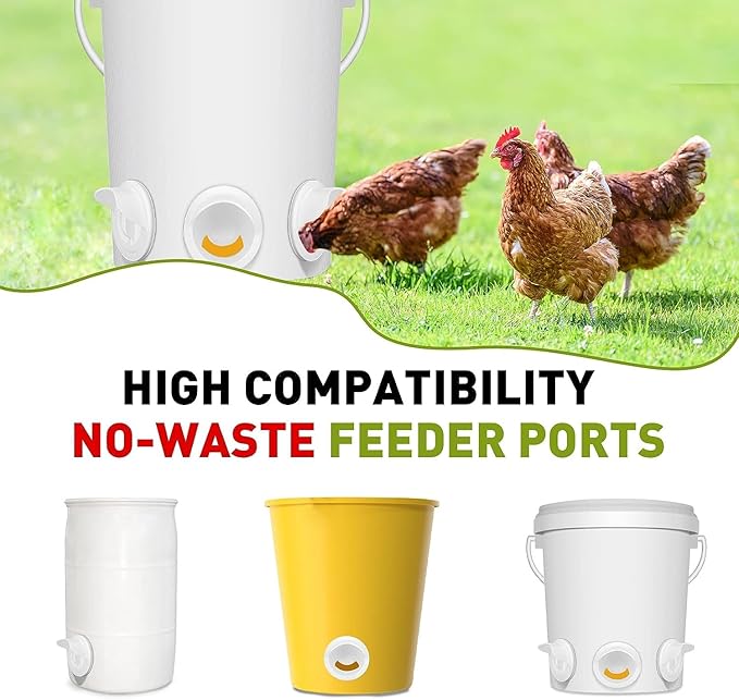 24 Pcs Chicken Feeder Kit and 24 Pcs Water Cup Kit, Gravity Poultry Waterer Cup and Poultry Feeder Port Set with Hole Saw and Sealing Tape, Chicken Feeder No Waste for Duck Bird Quail