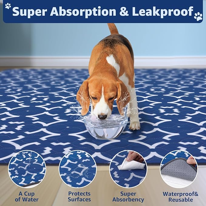 LOOBANI Washable Pee Pads for Dogs 36"x 36": 2 Pack Super Absorbent Reusable Puppy Pads Leakproof Whelping Pad Dog Playpen Mat, Waterproof Non-Slip Dog Training Pads for Floor, Crate, Potty