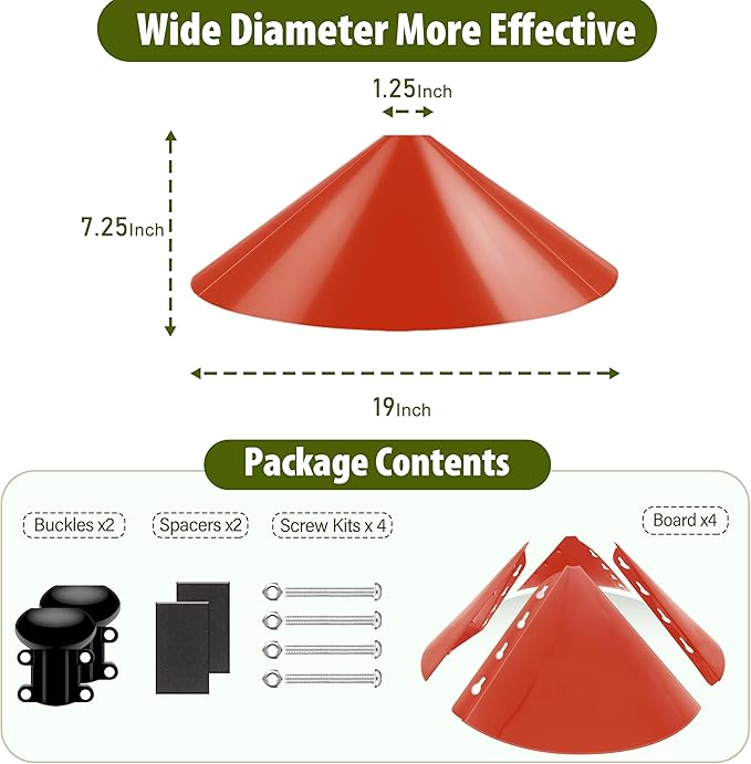 19''Inch Squirrel Baffle for Bird Feeders,Squirrel Guard for Pole-Mounted Bird Feeders,Squirrel-Proof Bird feeders for Outdoors(Red)