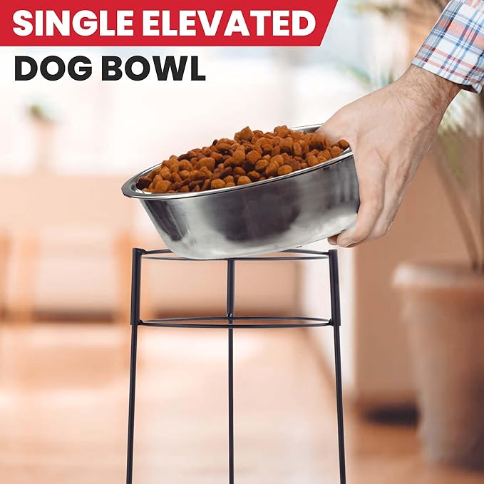 SPOT Hi Rise Single Diner Elevated Dog Feeder, 2qt Stainless Steel Bowl, Durable Wire Stand, Hygienic, Easy to Clean, Promotes Proper Posture for Tall Pets, Ideal for Medium and Large Breeds, 14.25in