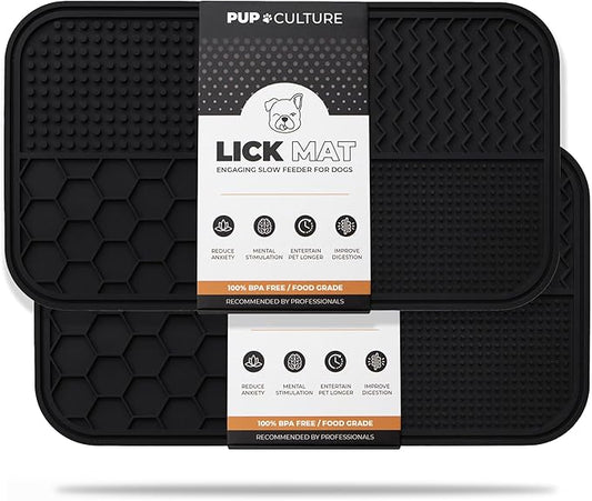 Pup Culture Dog Lick Mat for Dogs (2 Pack), Feeding Pad for Anxious Pets Plus 4 Different Puzzles for Mental Stimulation for Dogs - Supports Mental, Dental, and Digestive Health - Heavy Duty