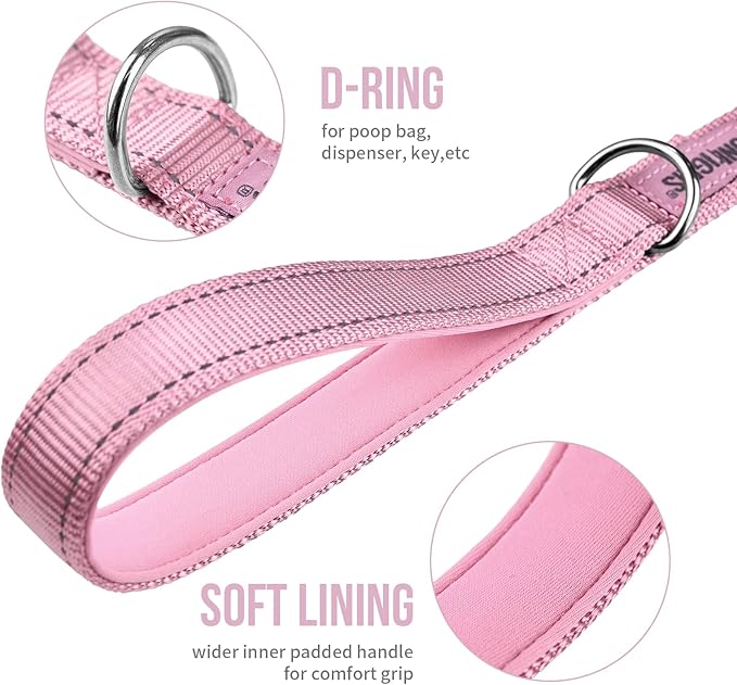 OneTigris Pink Dog Harness Leash Collar Set,Adjustable Dog Vest Harness for Walking Hiking Training(Medium)