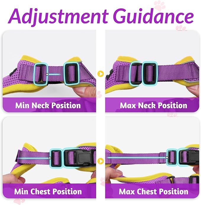rabbitgoo Cat Harness and Leash for Walking, Escape Proof Soft Adjustable Vest Harnesses for Cats, Easy Control Breathable Reflective Strips Jacket, Purple&Yellow,S