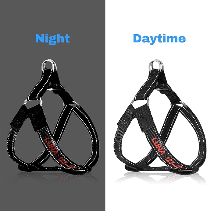 Personalized Dog Harness - Custom No Pull Pet Harness with Name and Phone Number - Adjustable Dog Vest with Reflective Strips