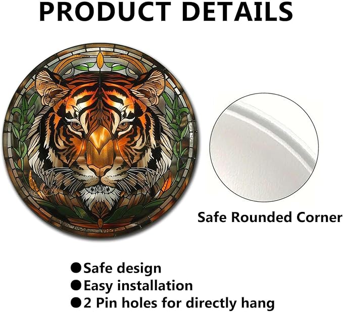 Lygond Metal Tin Sign - Circular Stained Glass Toilet Decor - Pub 12x12 Inches