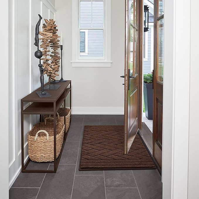 Tindbea Dog Mat for Muddy Paws,Absorbs Moisture Dirt Non-Slip Washable Mud Mat for Dogs,Soft Rubber Backing Front Inside Pet Rug for Entryway, Mud Dog Paws, Patio(20"x48",Coffee)