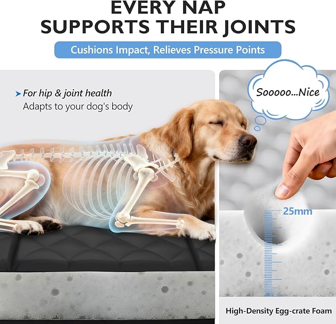 Back Seat Extender for Dogs-Upgraded Egg Crate Foam, Soft Dog Car Seat Cover Holds 420lbs, Sturdy Backseat Extender for Dogs, Waterproof Pet Car Bed Dog Hammock for Car, SUV, Truck