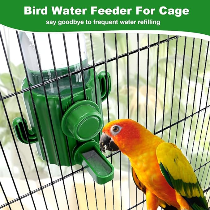 Automatic Bird Cage Water Dispenser - Cactus No-Spill Feeder for Parakeet, Cockatiel, Budgie & Small Birds
