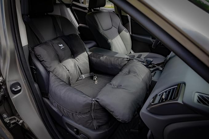 JACKO & CO - Premium Dog Car Seat v2 Booster Seat for Small & Medium Pets Under 25lbs - Machine Washable w Removable Cover Water Resistant w Clip-On Leash for Front or Back Seat (Black/Small (1-25lbs)