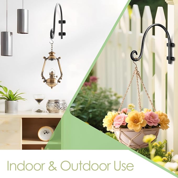 Heavy Duty Hanging Plant Bracket: Outdoor Hand-Forged Hanging Plant Bracket Hook - 16Inch Black Bird Feeder Bracket