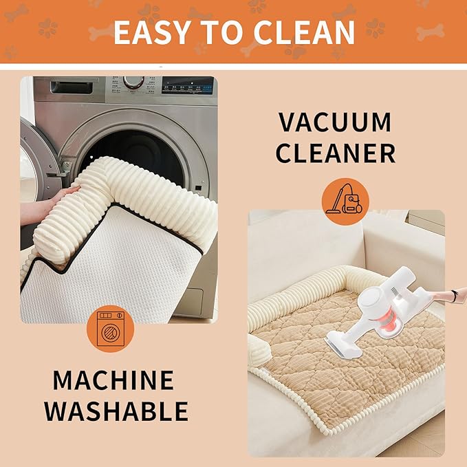 HAOMAIJIA Dog Couch Bed for Large Dogs, Non Slip Pet Couch Covers for Sofa Thick Soft Washable Dog Couch Cover Protector All Seasons Universal Dogs and Cats Bed Mat (Khaki, Large)