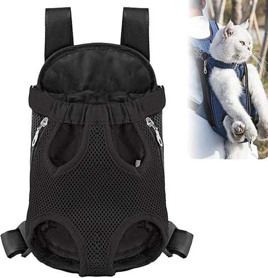 Portable Pet Carrier Backpack, Adjustable Pet Front Cat Dog Carrier Backpack Travel Bag for Small Medium Dogs Cats Puppies, Cat Backpack Carrier for Hiking Cycling (B, M)