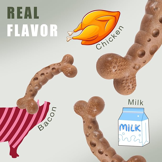 Dog Chew Toys for Aggressive Chewers 3 Pack Variety Flavored Indestructible Dog Bone Toy for Medium Large Breed to Keep Them Busy