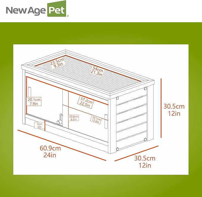 New Age Pet® ECOFLEX® Small 24" Reptile Enclosure, Glass Front Terrarium for Snakes, Lizards & Tortoises, in Maple or Grey, Easy to Clean, Front Access Design