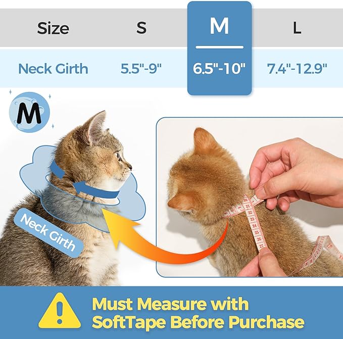 ComSaf Cat Cone Collar Soft, Protective Adjustable Cat Cones to Stop Licking After Surgery, Comfortable Lightweight Elizabethan Collar for Kitten Prevent from Licking Wounds, Not Block Vision