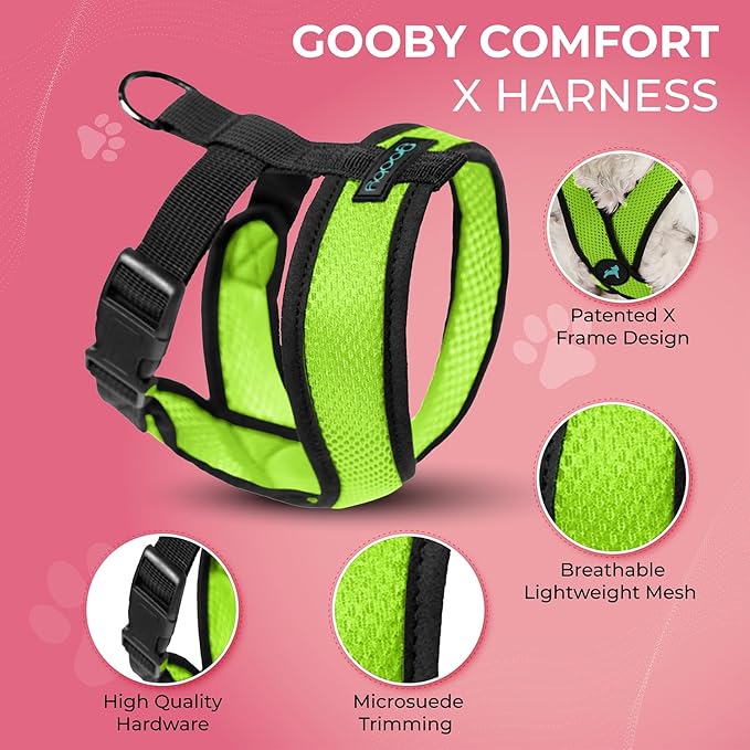 Gooby Comfort X Head In Harness - Green, X-Large - No Pull Small Dog Harness, Patented Choke-Free X Frame - Perfect on the Go Dog Harness for Medium Dogs No Pull, Small Dogs for Indoor and Outdoor Use