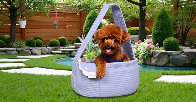 Pet Sling Carrier for Small Dogs ANG cat 3-8 lbs, Breathable Cotton Dog or Cats Purse Carrier with Storage Pocket,for mom Gifts,Hand Free Travel Chest Cat Sling Light Blue (Blue)