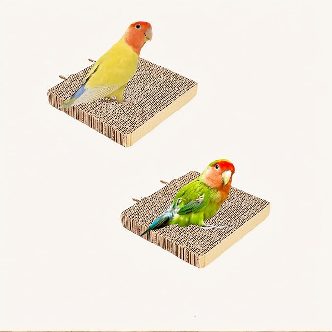 2-Pack Bird Platform Perch | Foraging & Shredding Toy for Parakeets Cockatiels Conures | Chewable Cardboard Perch Stand for Small Parrots Cage