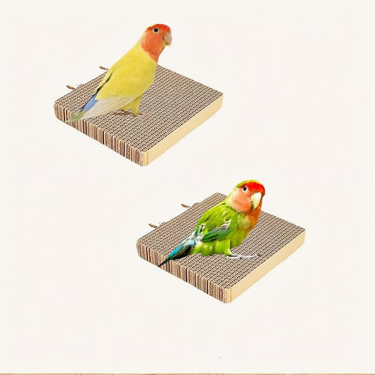 2-Pack Bird Platform Perch | Foraging & Shredding Toy for Parakeets Cockatiels Conures | Chewable Cardboard Perch Stand for Small Parrots Cage