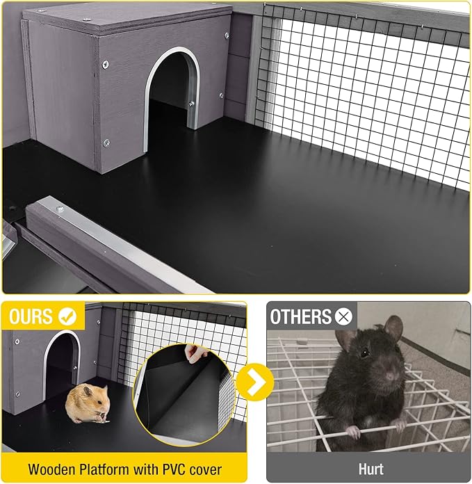 Guinea Pig Cage Metal Frame Hamster Cage Upgrade Anti-Chewing Rat House Indoor Outdoor Use Small Critter Habitat with Plastic Deep Not Leakage Pull Out Tray