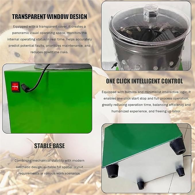 Stainless Chicken Plucker, Small Dove Feather Plucking Machine with 110 Rubber Fingers, High-Efficiency Feather Remover Poultry Machine for Bird, Duck, Turkey