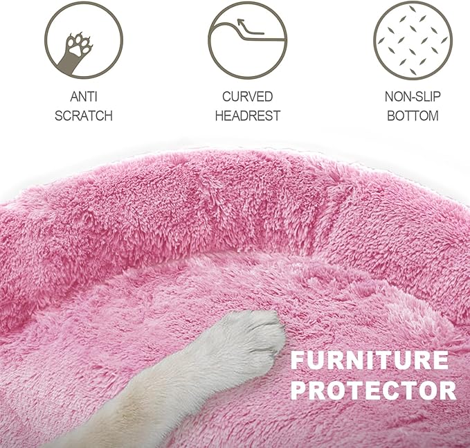 Tinaco Luxurious Calming Dogs/Cats Bed Mats, Dog Pad Washable Removable Couch Cover, Plush Long Fur Mat for Pets, Waterproof Lining, Perfect for Small, Medium and Large Dogs and Cats (Pink, 34"x30")