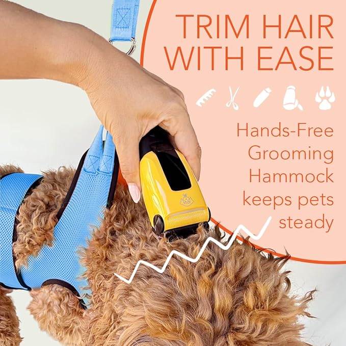 Haminway Pet Grooming Hammock – Large Dog Grooming Sling for Nail Trimming, Bathing & Ear/Eye Care – Blue