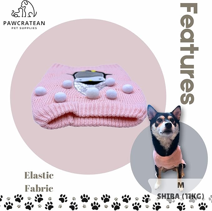 Cute Sweater for Dogs and Cats Soft Flannel Pet Outfit Warm and Cozy Animal Hoodie Small to Large Pet Clothes for Halloween Parties and Everyday Wear (Small, Pink Pinguin)