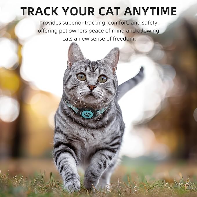 Waterproof Airtag Cat Collar, Reflective Cat Airtag Collar with Bell, Breakaway Cat Collar AirTag Holder, Lightweight Kitten Collar for Apple Air tag, Cat GPS Collars for Girl Boy Cats, Kitten (Teal)