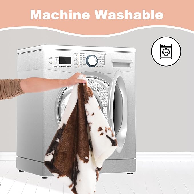 Bedfolks Waterproof Crate Bed, Plush Washable Cover, Faux Fur Pad for XXL Dogs, Fluffy Kennel Bed 47"x29", Cow Print