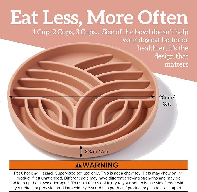 OHMO Slow Feeder Dog Bowls(Tree Life, Coral) Enrichment Soft Silicone Food Safe Feeding Bowl Non Slip Suction Cup for All Breed Pet, Cat Slow Down Eating Dishes, Boredom and Anxiety Reducer
