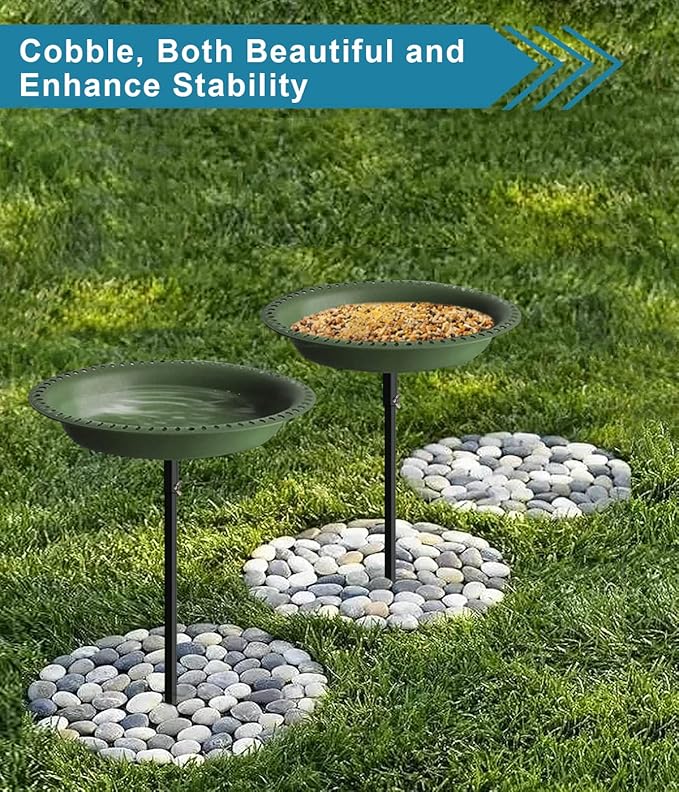Koutemie 1-¼ Gallon Detachable Freestanding Garden Bird Bath Bird Feeder Bowl with Metal Stake for Outdoor, Deep Green, 29 Inch