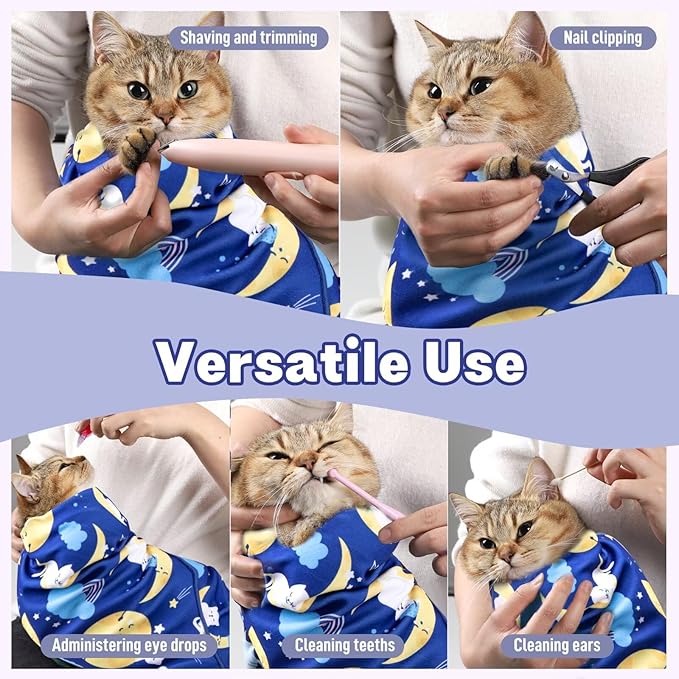 Paw Legend 35.4" Cat Wrap for Grooming Cat Wrap for Cutting Nails Cat Restraint for Nail Clipping Self Adhesive Blanket Restraint Cloth for Cats Within 22lbs