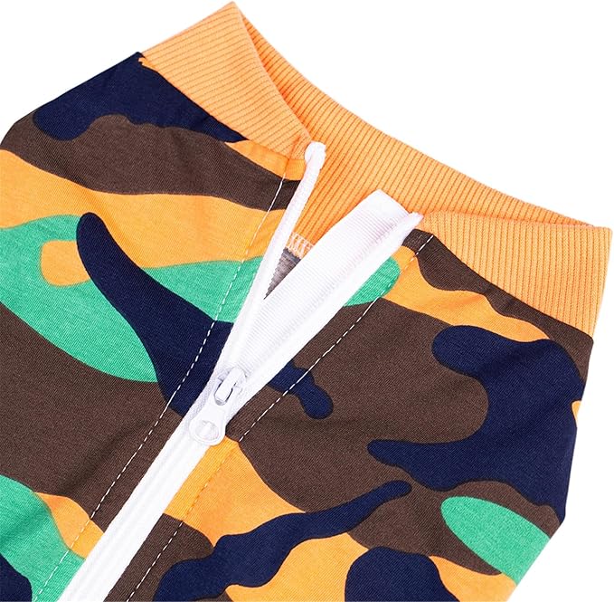 Camo Dog Recovery Suit Female Male For Small Medium Dogs,Dog Surgical Recovery Suite Bodysuit After Surgery Zipper On Back Puppy Cat Long Sleeve Onesies Bodysuit After Surgery Wound Protective