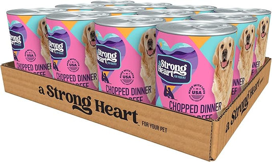 A Strong Heart Wet Dog Food, Chopped Dinner with Beef - 13.2 oz Cans (Pack of 12), Made in The USA with Real Beef
