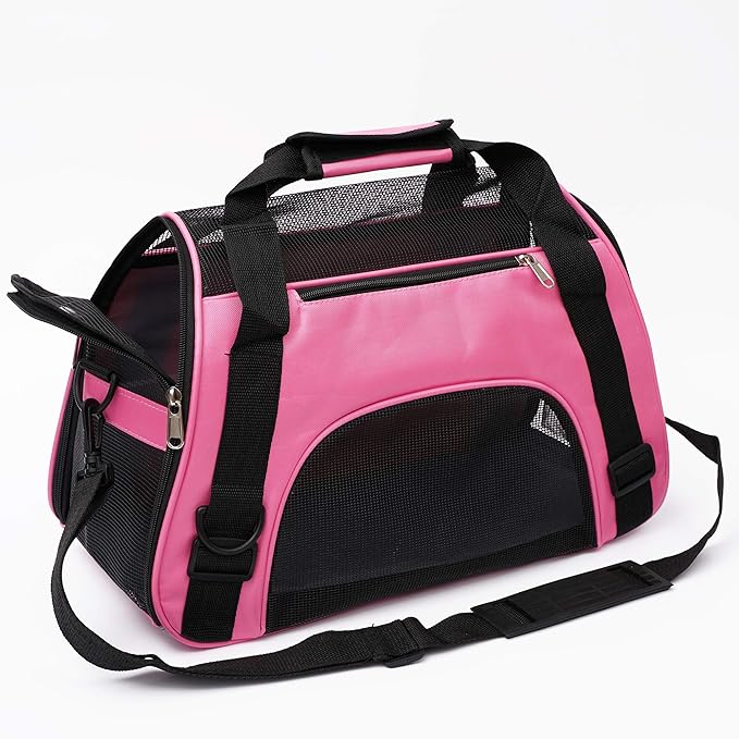 Cat Carrier for Small Cats Dogs Soft-Sided Pet Carrier for Cats Puppies Small Pets Airline Approved Lightweight Comfortable Travel Cat Dog Carrier (Small, Pink)