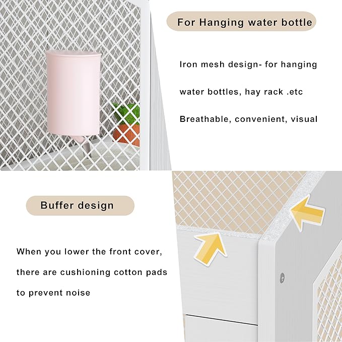 PAKASEPT Hamster Cage, Small Animal Cages with Storage Cabinet, Visual and Ventilated Large Habitats Hamster House for Rat, Guinea Pig, Hedgehog, Gerbil, White