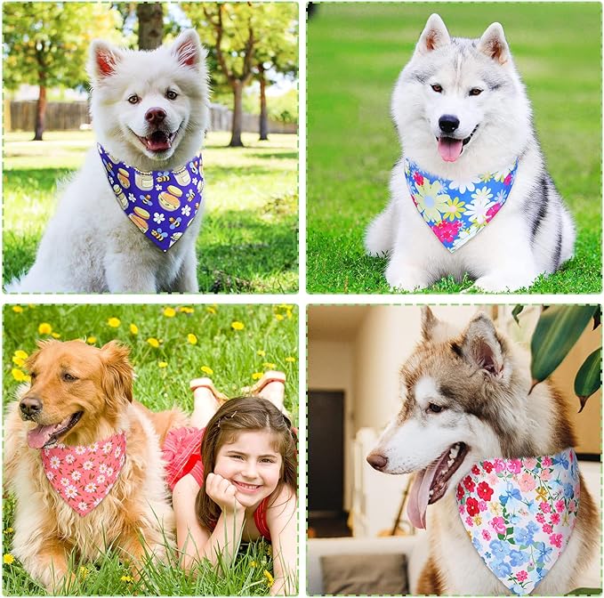 Weewooday 20 Pcs Dog Bandanas Bulk for Summer Adjustable Bandanas Bibs Dog Scarf Bibs Washable Triangle Doggy Kerchief for Small Medium Large Pets Summer Costume