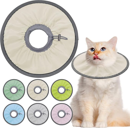 Lightweight Cat Cone Collar Soft, Soft Comfortable Cat Recovery Collar After Surgery, Elizabethan E Collar for Cats, Cone for Cats to Stop Licking (Khaki, Large)