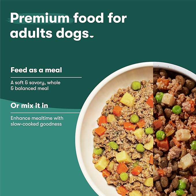 Jinx Beef Wet Dog Food Topper, Mix with Dry Dog Food, Made with Real Beef & Chicken, Bone Broth & Brown Rice, No Fillers, Puppy, Adult, Senior, 9oz, 12 Pack