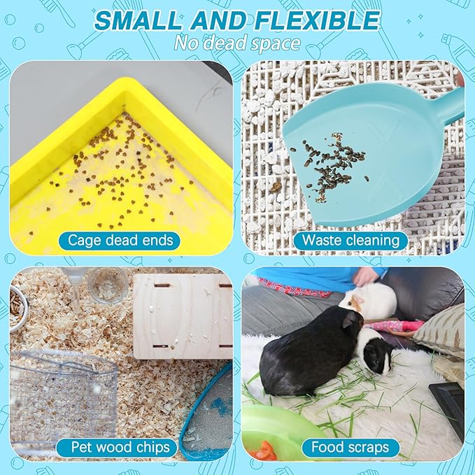 RYPET Pet Cage Cleaning Tool-Small Broom and Dustpan Set, Mini Dustpan and Whisk Brush Set for Guinea Pig Chinchilla Hamster Ferret Hedgehog Rabbit Reptile, Cage Cleaner for Small Animal Waste Bule