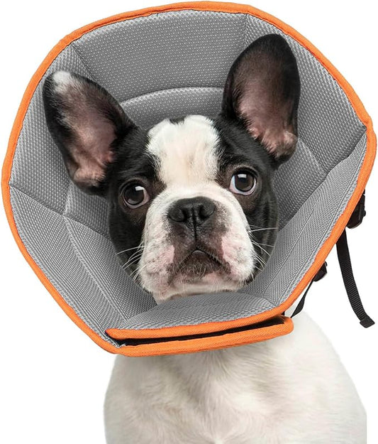 Dog Cone Collar S, Soft Cones for Large Medium Small Dogs,Adjustable Dog Cone Alternative to Stop Licking, Comfy Elizabethan Collar for After Surgery Wound Healing & Hot Spots Orange