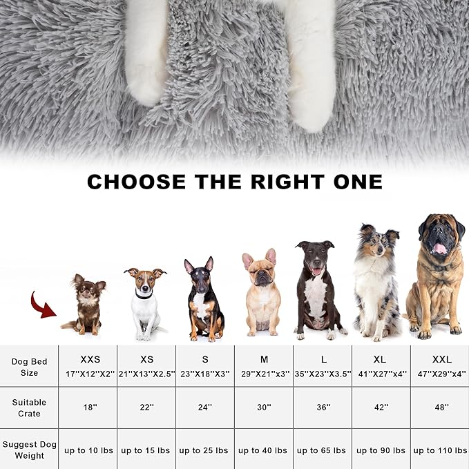 Bedfolks Waterproof Dog Crate Pad, Extra Large, Plush Faux Fur Washable Dog Kennel Bed 41"x27", Solid Light Grey