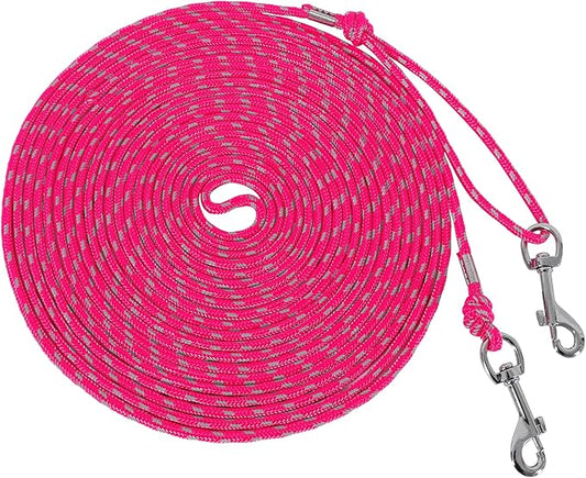 Reflective Cat Leash -50FT Cat Cable Out Escape Proof Walking Leads Yard Long Durable Safe Leash Traning Play Outdoor for Puppies/Kittens/Small Animals(Hotpink)