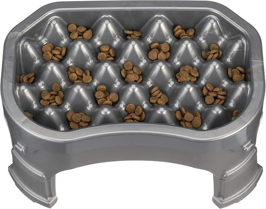 Neater Pet Brands – Neater Raised Slow Feeder Dog Bowl – Elevated and Adjustable Food Height - (6 Cup, Gunmetal)