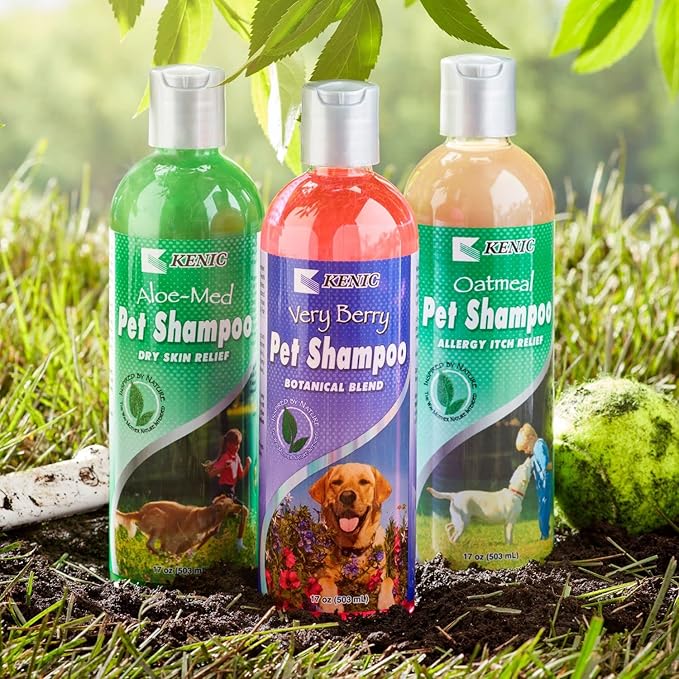 Kenic Moisture Rich Aloe-Med Pet Shampoo, Made in USA with Naturally Derived Ingredients, Soap & Paraben Free, pH Balanced