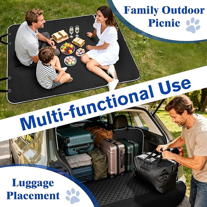 SUV Cargo Liner for Dogs - Waterproof Dog Car Seat Cover Mat for SUVs, Sedans, Vans & Trunks with Non-Slip Bumper Flap Protector, Scratchproof Large Size Universal Fit，Grey