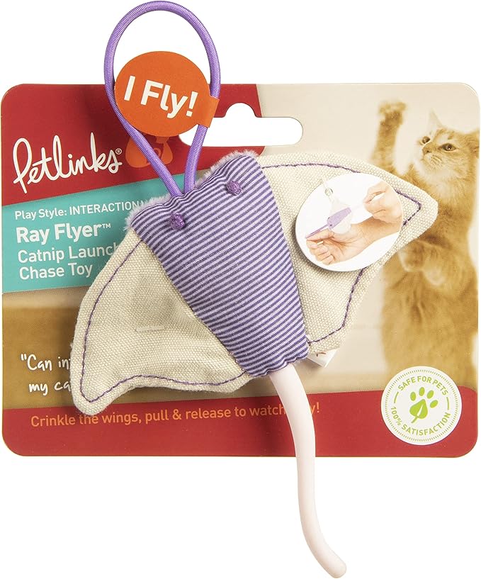 Petlinks Ray Flyer Stingray Launcher Catnip Cat Toy - Purple, One Size