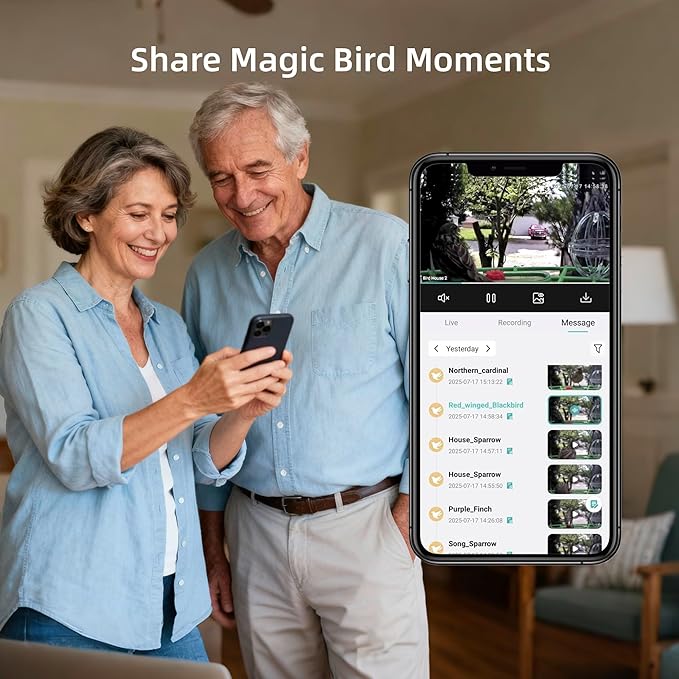 Bird Feeder with Camera, Smart Bird Cam with AI Identify BirdSpecies, Auto Record BirdVideo, Instant Notifications, 2K Video Live Stream Camera with Solar Panel for Birds Lover